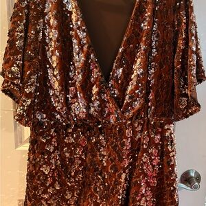 VENUS Sequin Romper in Brown
